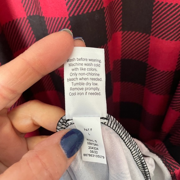 Women’s Black & Red Buffalo Plaid Nightgown / Sleep Dress, Size Large, NWT - Picture 9 of 9